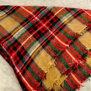 Red, green and brown colored shawl